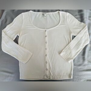 3/4 Sleeve Ribbed Henley Shirt